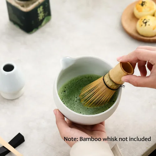Miniatura 7 de Ochcahser Juego de té japonés, incluye cuenco de matcha con boquilla, soporte para batidor de matcha (chasen), 15.2 onzas hechas a mano de cerámica