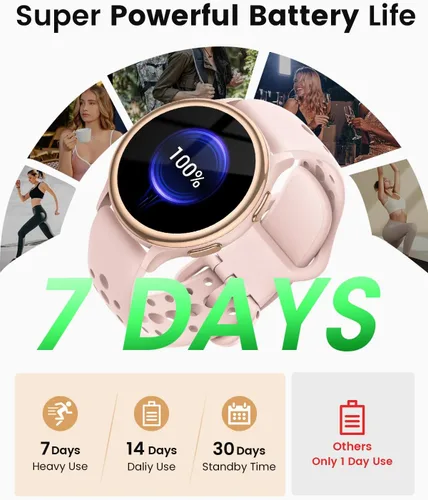 Miniatura 6 de Relojes inteligentes para mujer (respuesta/hacer llamadas), monitor de actividad de pantalla AMOLED de 1.27 pulgadas con monitor de frecuencia Rosa