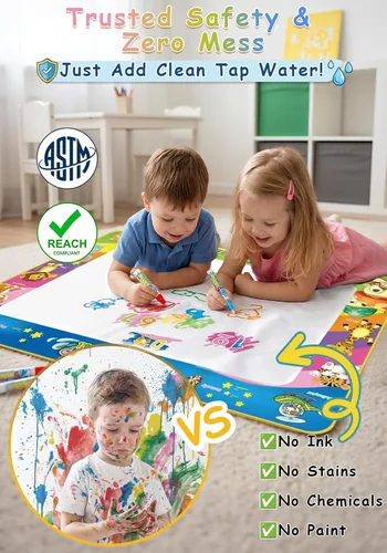 Miniatura 3 de Juguete para niños pequeños Wedopro: tapete de garabatos de agua de 40 x 30 pulgadas, sin desorden, para colorear y dibujar, con secado instantáneo
