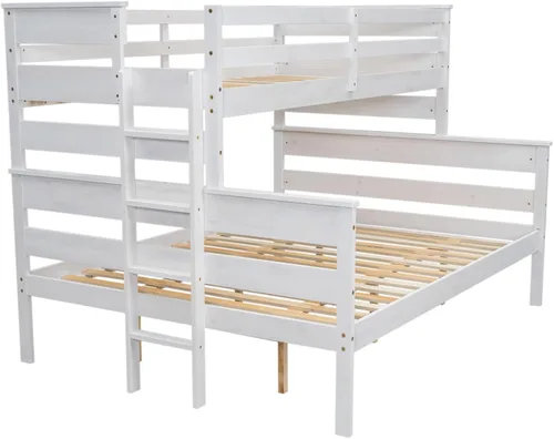 Miniatura 6 de Litera individual XL sobre Queen, se puede dividir en cama tipo loft junior y plataforma Queen con cabecera y estribo para niños, niñas y adultos