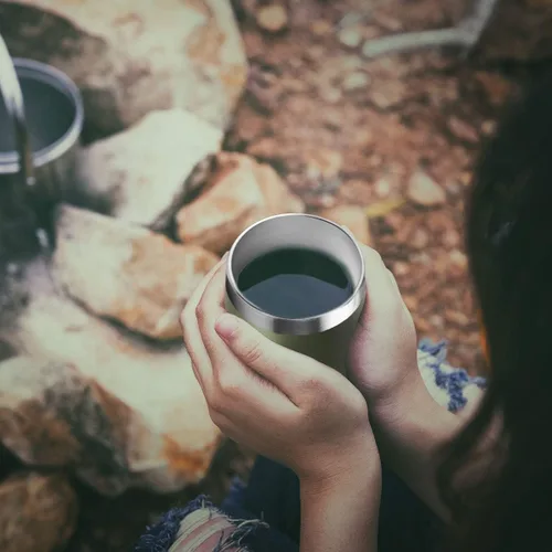 Miniatura 6 de HASLE OUTFITTERS Vaso de vino de 12 onzas con tapa, copas de vino sin tallo, tazas de viaje al vacío de doble pared, taza de café de acero Acero