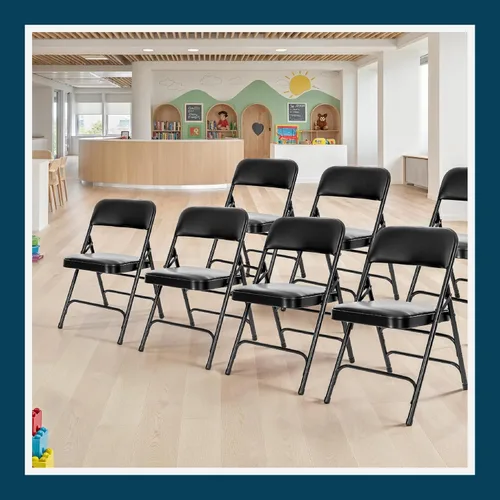 Miniatura 13 de OEF Furnishings OEF1300 Series - Sillas plegables acolchadas de vinilo de alta calidad con soporte de triple soporte, capacidad de 500 libras, Negro