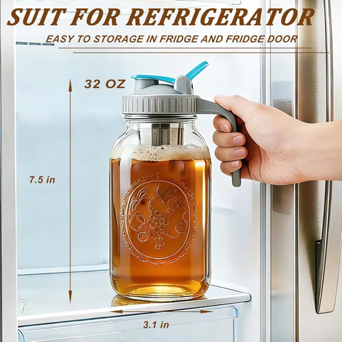 Miniatura 6 de GMSWEET Jarra de Albañil para Café de Infusión Fría de 32 OZ con Boca Ancha, Jarra para Café Frío con Filtro de Café para Café, Té Helado, Té al
