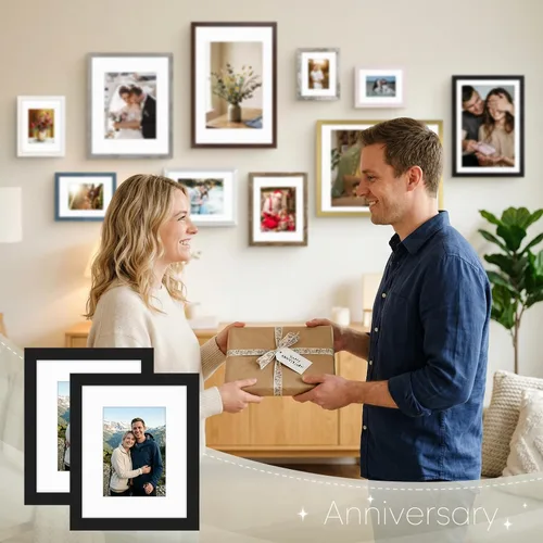 Miniatura 7 de Golden State Art, Portarretratos de 8 x 10 pulgadas con paspartú para fotos de 5 x 7 pulgadas - Vidrio de alta definición para montaje en pared o 1