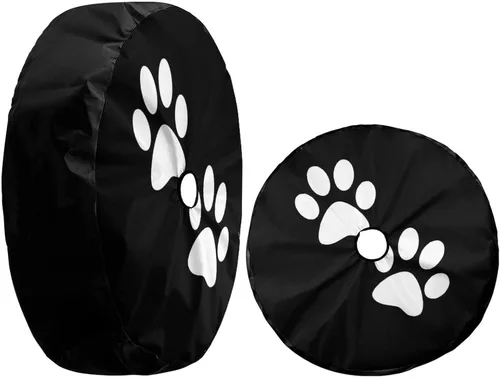 Miniatura 3 de Funda para neumático de repuesto con estampado de huellas con orificio de cámara de respaldo, cubierta de neumático para remolque, RV, SUV y muchos