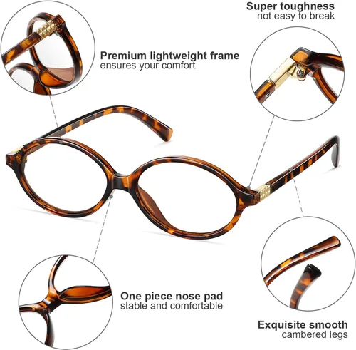 Miniatura 3 de Gafas de bloqueo de luz azul ovaladas retro para mujeres y hombres, vintage de los 90, para caras pequeñas, computadora, juegos, televisión