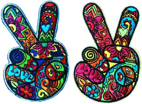 Miniatura 7 de PatchClub Parche colorido Peace Love Patch – Plancha/Coser – Bonito aplique para chaquetas, jeans, ropa, mochilas, bolsas de mano, colcha