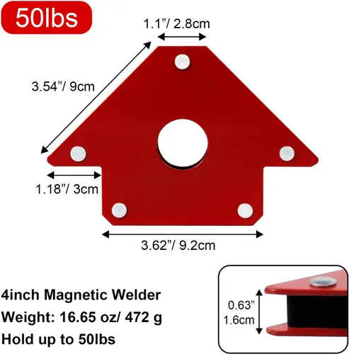 Miniatura 2 de Imán de soldadura de flecha, 4 unidades, 4 pulgadas, 5 pulgadas, abrazaderas de soldadura y accesorios de soldadura de potencia, soporte