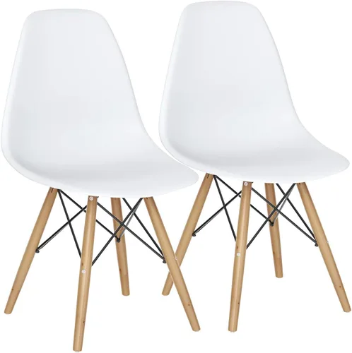 Miniatura 11 de Giantex Juego de 2 sillas de comedor negras, sillas de comedor modernas de mediados de siglo premontadas con patas de madera, sillas de cocina sin