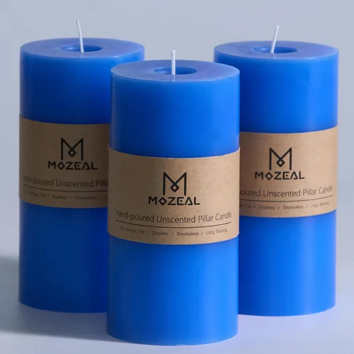 Miniatura 114 de MOZEAL Velas grandes sin perfume vertidas a mano de 3 x 8 pulgadas, sin humo, juego de 2, combustión lenta, sin goteo, aproximadamente 150 horas