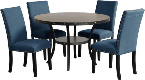 Miniatura 6 de New Classic Furniture Classic Furniture Crispin - Mesa de comedor redonda de madera maciza, 48 pulgadas, color gris