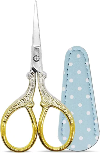 Miniatura 13 de Tijeras de 3.6 pulgadas para costura y manualidades, de acero inoxidable, con funda de cuero para punto de cruz, corte de papel, artesanía, trabajo