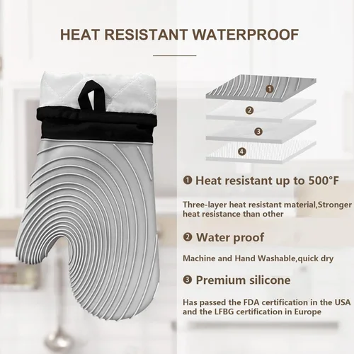 Miniatura 3 de Manoplas de horno de silicona, resistentes al calor, 500 °F, agarre duradero, antideslizante, manoplas de horno para cocina, resistentes al calor