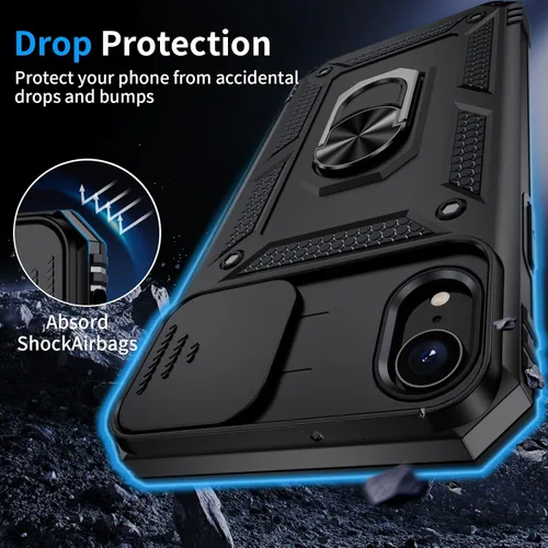 Miniatura 4 de Funda para iPhone XR, Funda para Teléfono iPhone XR con 2X Protectores de Pantalla HD + Cubierta Deslizante para Cámara, [Grado Militar] Funda