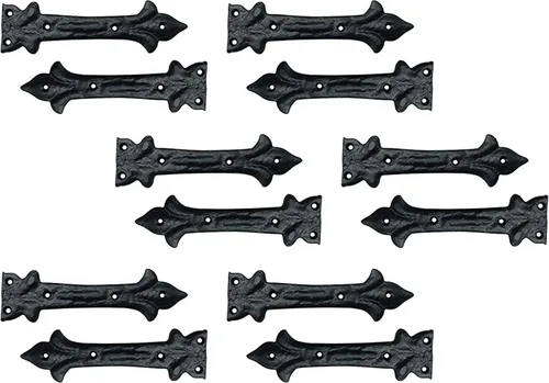 Adonai Hardware Adonijah - Correa de hierro fundido antiguo falsa o falsa o falsa o falsa (6.5 pulgadas x 12 unidades, negro mate) para puertas de