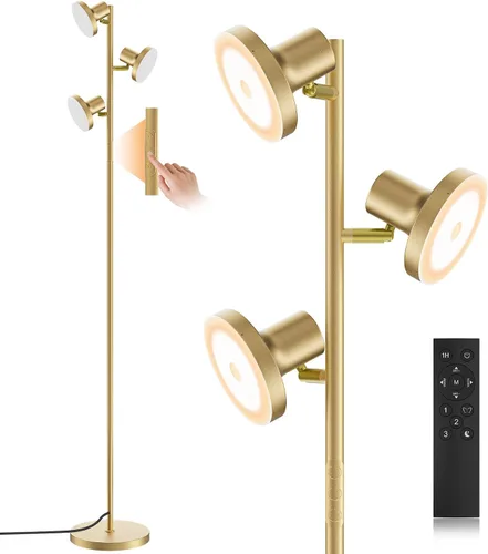 Miniatura 9 de SIBRILLE Lámpara de pie LED de árbol de 36W, lámpara de pie ajustable moderna con control remoto y táctil, 4 temperaturas de color, 3 lámparas