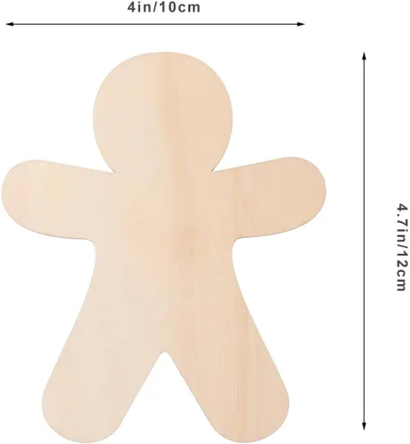 Miniatura 9 de 10 piezas de madera de hombre de jengibre recortes de madera sin terminar manualidades de madera adorno de pintura de Navidad DIY recortes de madera