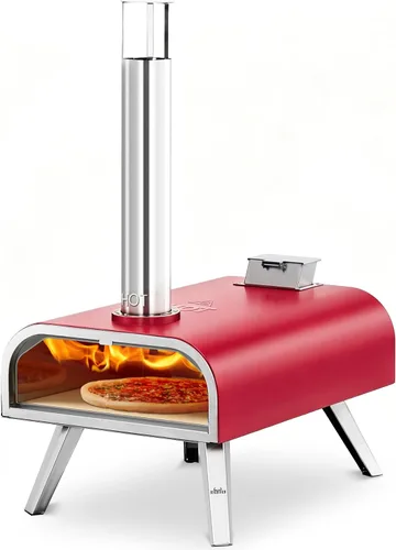Miniatura 8 de BIG HORN 16" Multi-Fuel Outdoor Pizza Oven – 2-in-1 Wood-Fired & Gas Compatible (Burner Sold Separately), 1112°F Outdoor Stainless Pizza Cooker