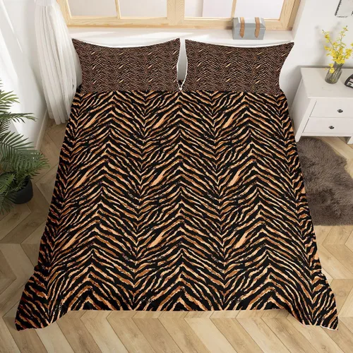 Miniatura 32 de Juego de funda de edredón con estampado de leopardo abstracto, tamaño individual, juegos de ropa de cama de piel de guepardo negro y gris