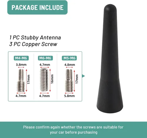 Miniatura 6 de Anina Mástil de antena rechoncha de 2.5 pulgadas compatible con Mini Cooper 1998-2019 BMW Z3/Z4/128i VW Polo/Golf AM/FM Antena de radio a prueba