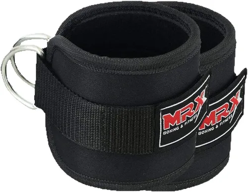 Miniatura 10 de MRX - Correa de tobillo con anillo en D, polea para levantamiento de pesas, tobillera acolchada, correas de gimnasio
