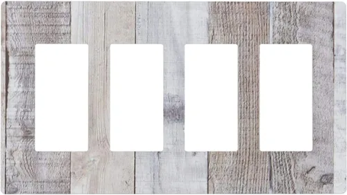 Miniatura 29 de Placa de pared dúplex de receptáculo de dispositivo de 1 gang de madera envejecida blanca gris con veta de tablón, cubierta de enchufe eléctrico