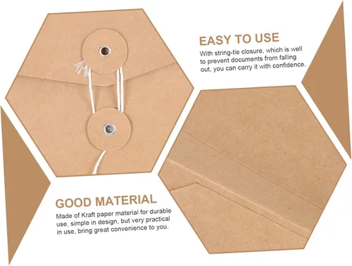 Miniatura 3 de Paquete de 10 carpetas de sobres de papel kraft para documentos A4, sobres de archivo para oficina, escuela, hogar, facturas