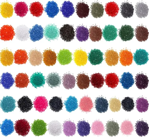 60000 piezas de diamantes de imitación de 60 colores con cuentas de pintura de diamantes de fondo plano, cuentas redondas de resina de repuesto para