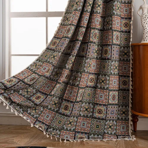 Miniatura 16 de ENJOYBRIDAL - 2 paneles de cortinas, florales, estilo bohemio, de granja, rústico o clásico, semitraslúcidas, con bolsillo para cortinero y borlas