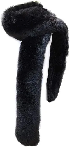 Bettli Bufanda de piel de mapache de zorro sintético extra grande para hombre y mujer