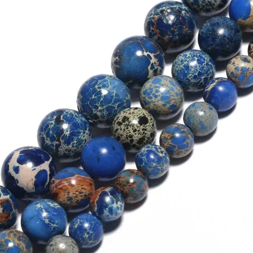 Miniatura 9 de 45 piezas de cuentas de sedimento azul marino, cuentas naturales de piedra redondas sueltas de 8 mm con poder curativo para hacer joyas, aretes