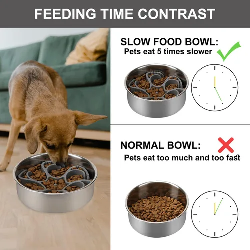 Miniatura 2 de Anipaw Cuencos de alimentación lenta para perros Inserto de alimentador de comida para mascotas de espiral de silicona para ralentizar la Gris