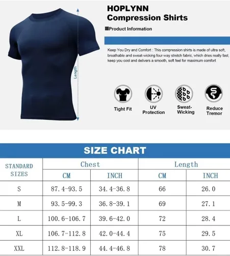 Miniatura 6 de Paquete de 456 camisetas de compresión para hombre, manga corta, camiseta de protección contra erupciones, capa base, atlética, camiseta