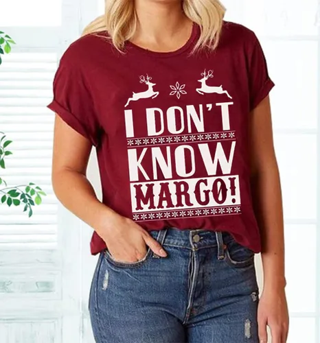 Miniatura 4 de I Don't Know Margo - Camiseta divertida de Navidad para mujer, camisetas de manga corta con gráficos lindos