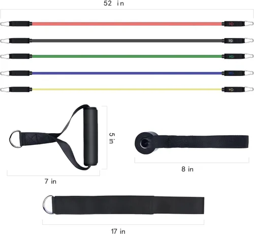 Miniatura 5 de Bandas de resistencia, juego de bandas de ejercicio Simmgud con asas, bandas de entrenamiento con anclaje de puerta, correas de tobillo