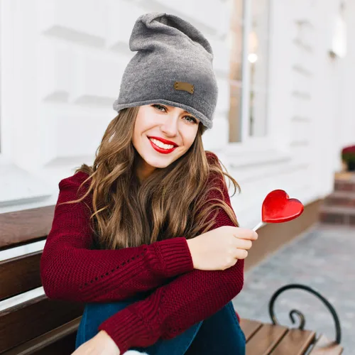 Miniatura 5 de Gorro de punto holgado para mujer, gorro de invierno suave y cálido para mujer, gorro de lana de punto con calavera D1-ZZDDM