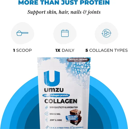 Miniatura 5 de UMZU zuCollagen - Polvo de proteína de colágeno múltiple, chocolate – 5 tipos de colágeno I II III V X – Suplemento alto en proteínas bajo