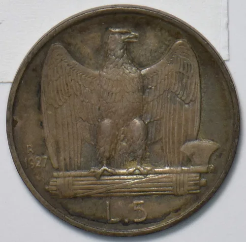 Miniatura 2 de Moneda Coleccionable Italia 1927 5 Lire Eagle animal 193340
