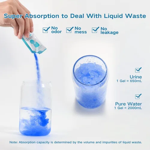 Miniatura 3 de oceanengine Portable Toilet Absorbent Gel, Portable Toilet Powder Poo Urine Powder for Camping Outdoor Hiking 25 paquetes