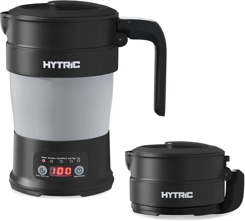 HYTRIC Hervidor Eléctrico de Viaje, Hervidor Eléctrico Plegable Pequeño de 700ML Libre de BPA, Hervidor Portátil con Panel Multifuncional, Hervidor
