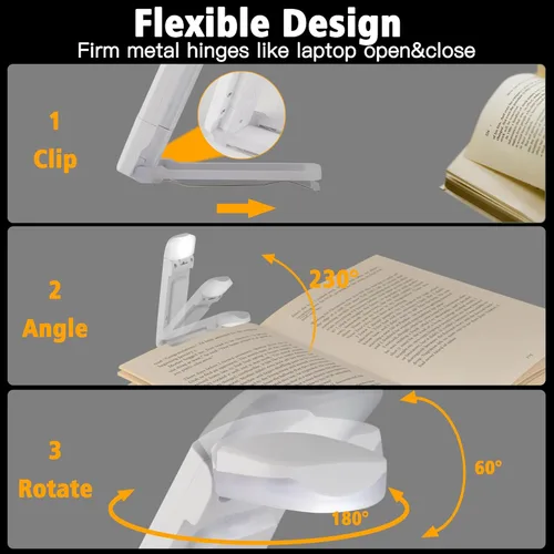 Miniatura 4 de KunHe Paquete de 10 Luces de Libro Recargables por USB al por Mayor para Leer de Noche en la Cama, Luces de Lectura LED con Clip para Niños
