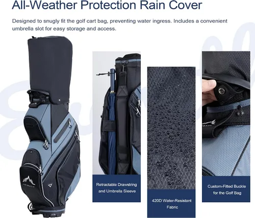 Miniatura 4 de UNIHIMAL Bolsa de carrito de golf de 14 vías con divisor organizador y cubierta para lluvia