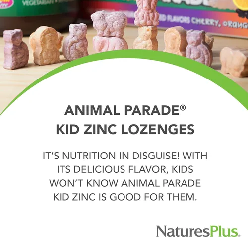 Miniatura 3 de NaturesPlus Animal Parade KidZinc, sabor a mandarina, 90 pastillas con forma de animal, zinc quelado orgánicamente, vegano, sin gluten, 90 porciones