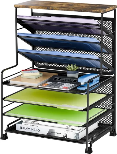 Simple Trending Organizador de archivos de escritorio de 8 niveles, 1 paquete de bandeja de cartas, organizador de papel, accesorios de escritorio 7