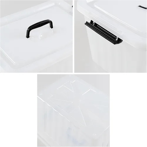Miniatura 2 de Bringer - Paquete de 4 cajas de plástico transparente, contenedor de almacenamiento de 18 L con asa top carrying handle, secure latching buckles