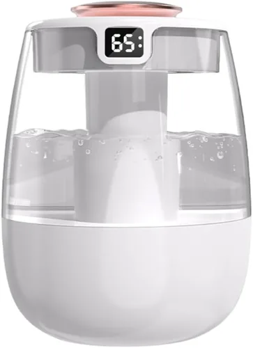 DONGKER Humidificador de doble pulverización, humidificador de pantalla digital USB silencioso de 1 litro con 2 modos de niebla y luz nocturna para