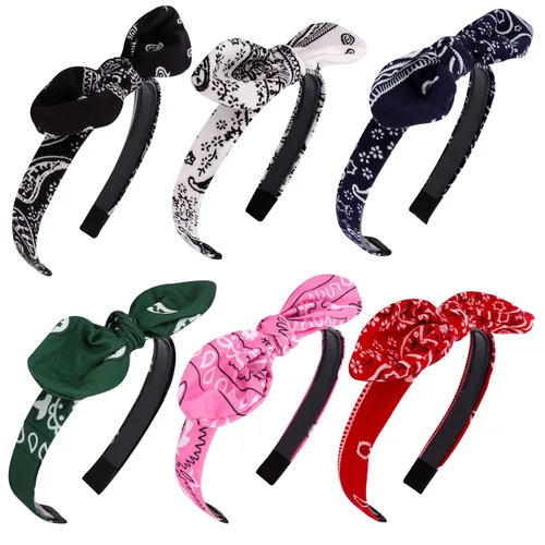 Miniatura 10 de Jaciya Diademas para niñas y mujeres, accesorios para el cabello, diadema fina con lazo anudado para la cabeza, diadema con orejas de conejo