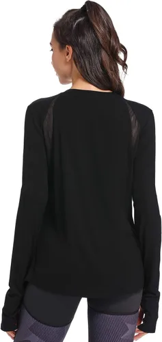 Miniatura 2 de Muzniuer Camisetas de entrenamiento de manga larga para mujer, camisetas lisas de manga larga para yoga, gimnasio, deportes, camiseta con agujero