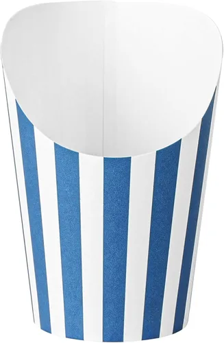 Miniatura 2 de Restaurantware Bio Tek - Recipientes de papas fritas de 12 onzas, 100 tazas desechables de charcutería, diseño inclinado, redondo, a rayas