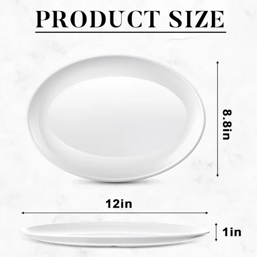 Miniatura 2 de Dandat 12 Piezas Bandejas Grandes para Servir Ovaladas Platos Blancos Bandeja de Servir para Boda Fiesta Restaurante Casa Bistec, Taco, Sushi